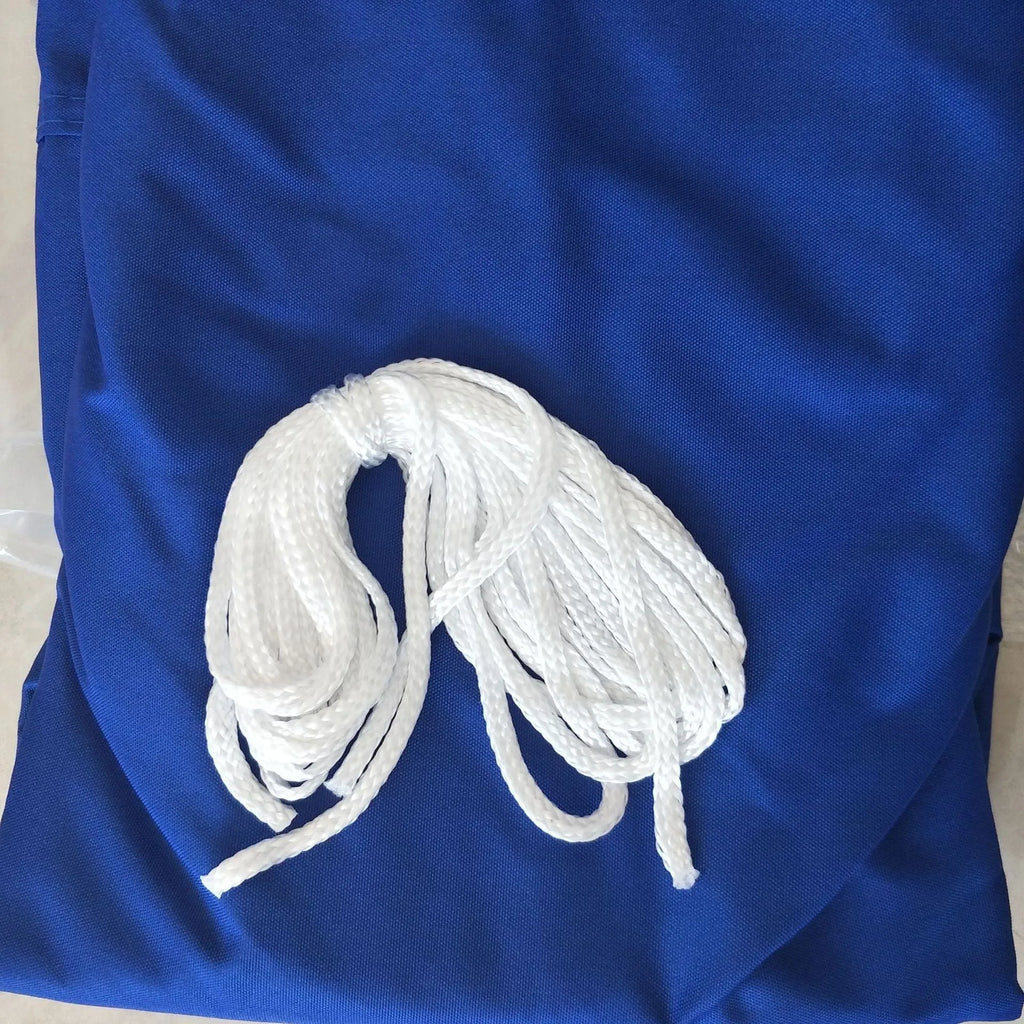 Blue 3x4 metre curved square polyester shade sail providing outdoor UV protection