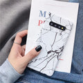 Marble pattern Samsung phone case showing back cover design with PC construction