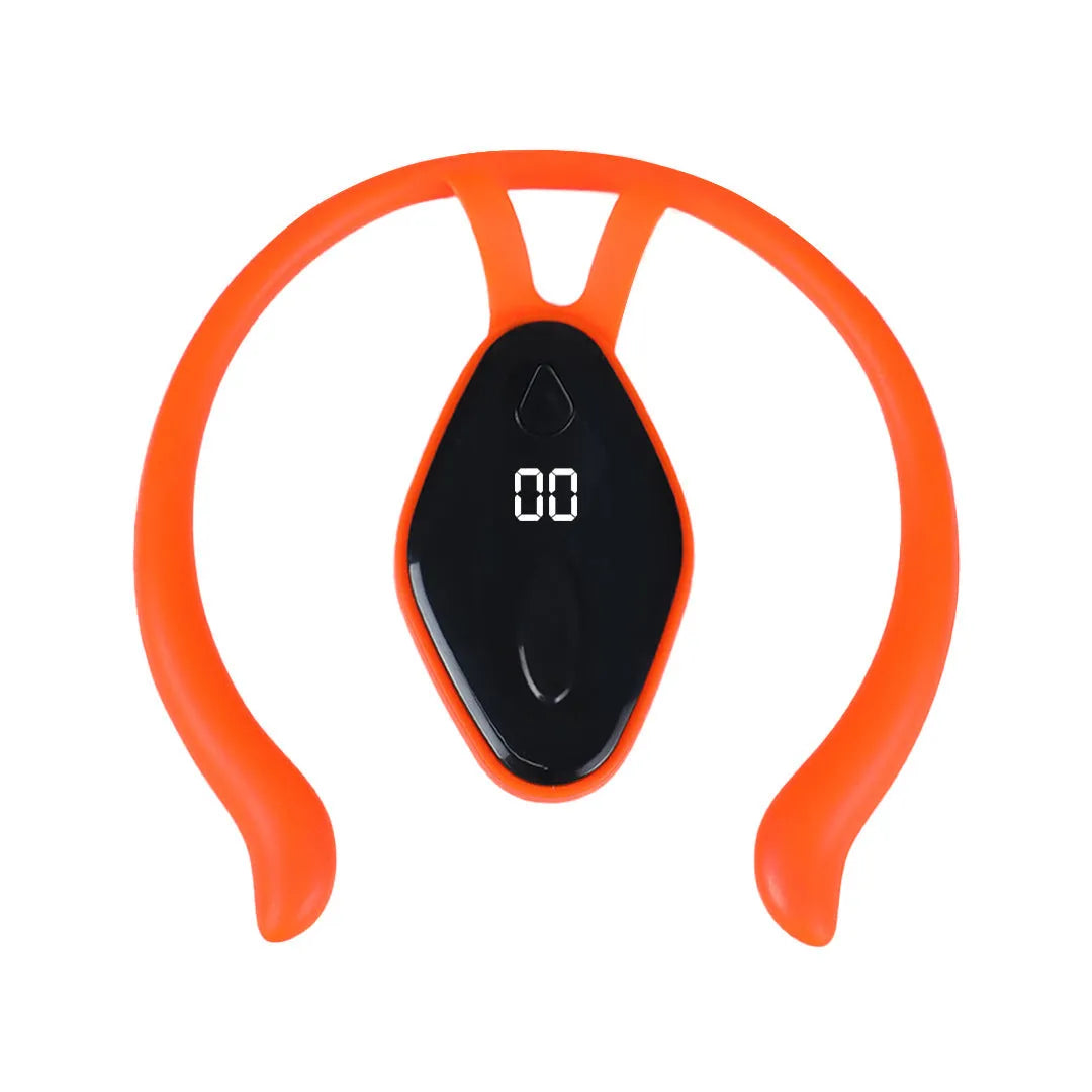 Children's smart LCD kyphotone posture corrector in black and orange with USB charging