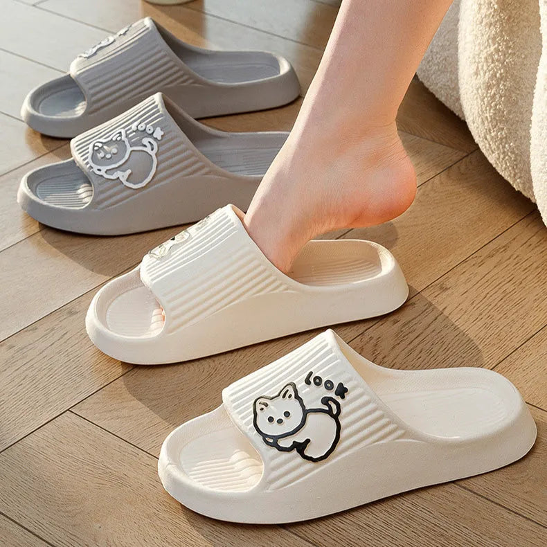 Women's cat slippers with thick EVA platform sole in multiple colour options