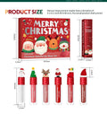 Christmas lip gloss set 6-piece red matte velvet, festive makeup gift, red shades in compact packaging