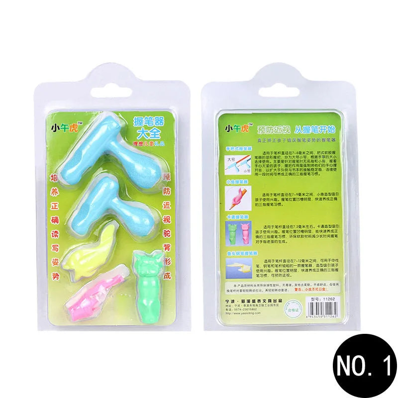 Cartoon children pen holder with soft rubber grip for correcting writing posture