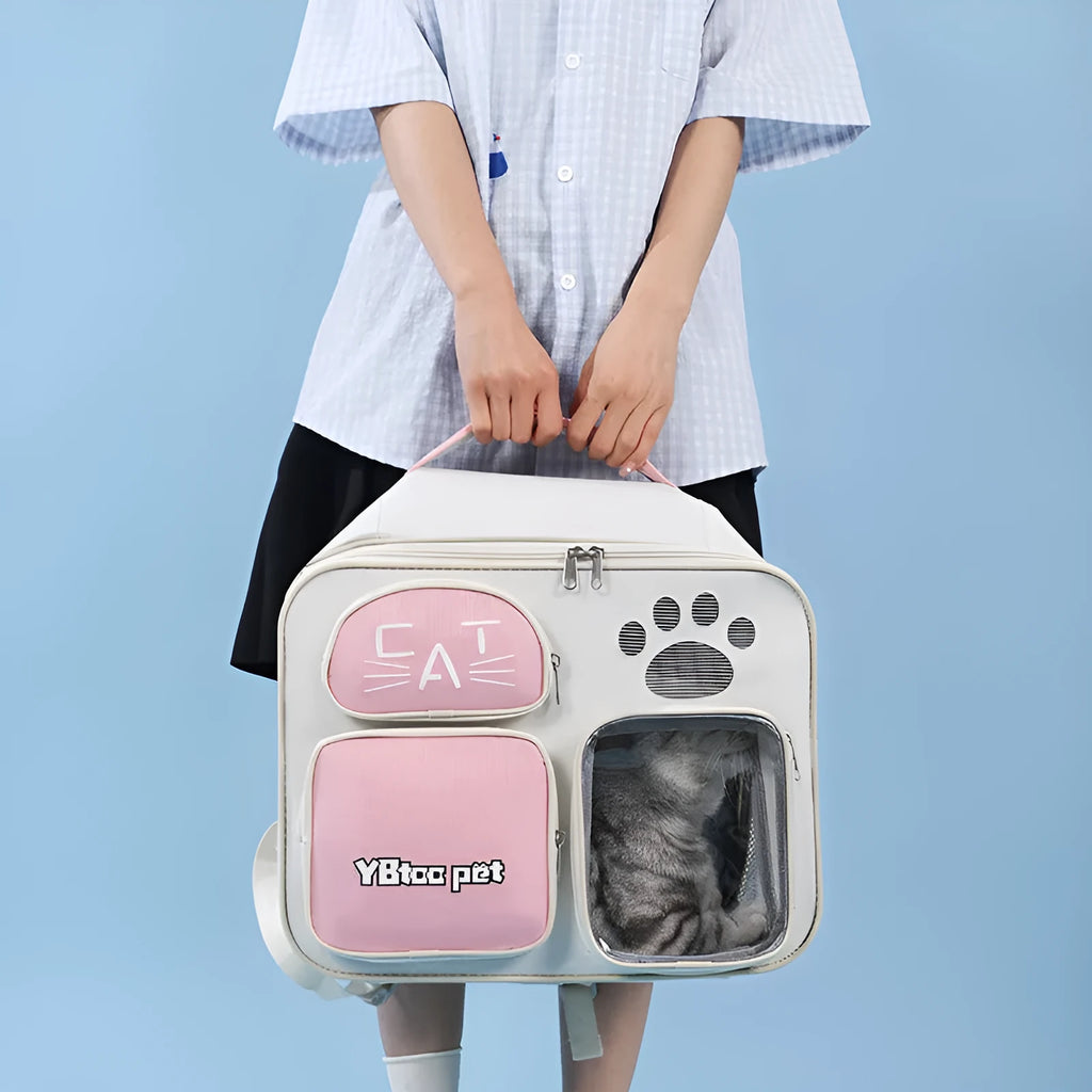 Portable cat and dog outdoor one shoulder messenger bag in nylon, cartoon pattern, multiple colours