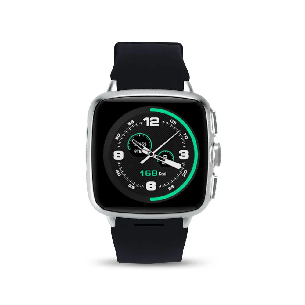 Z01smart watch in black or white with a 1.54-inch touchscreen and built-in camera.