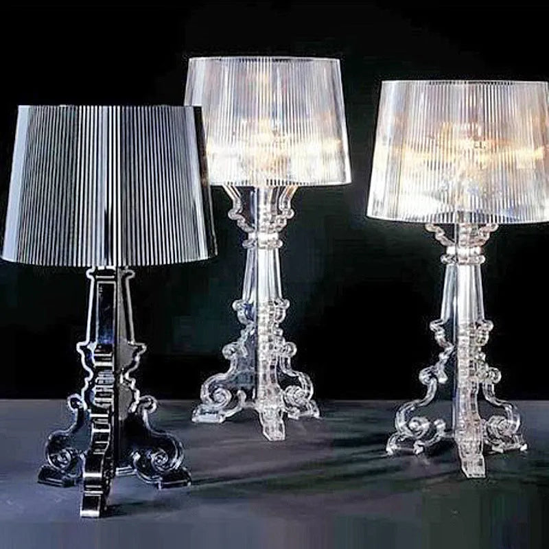 Nordic acrylic desk lamp 240 x 480mm in small black finish on a bedside table