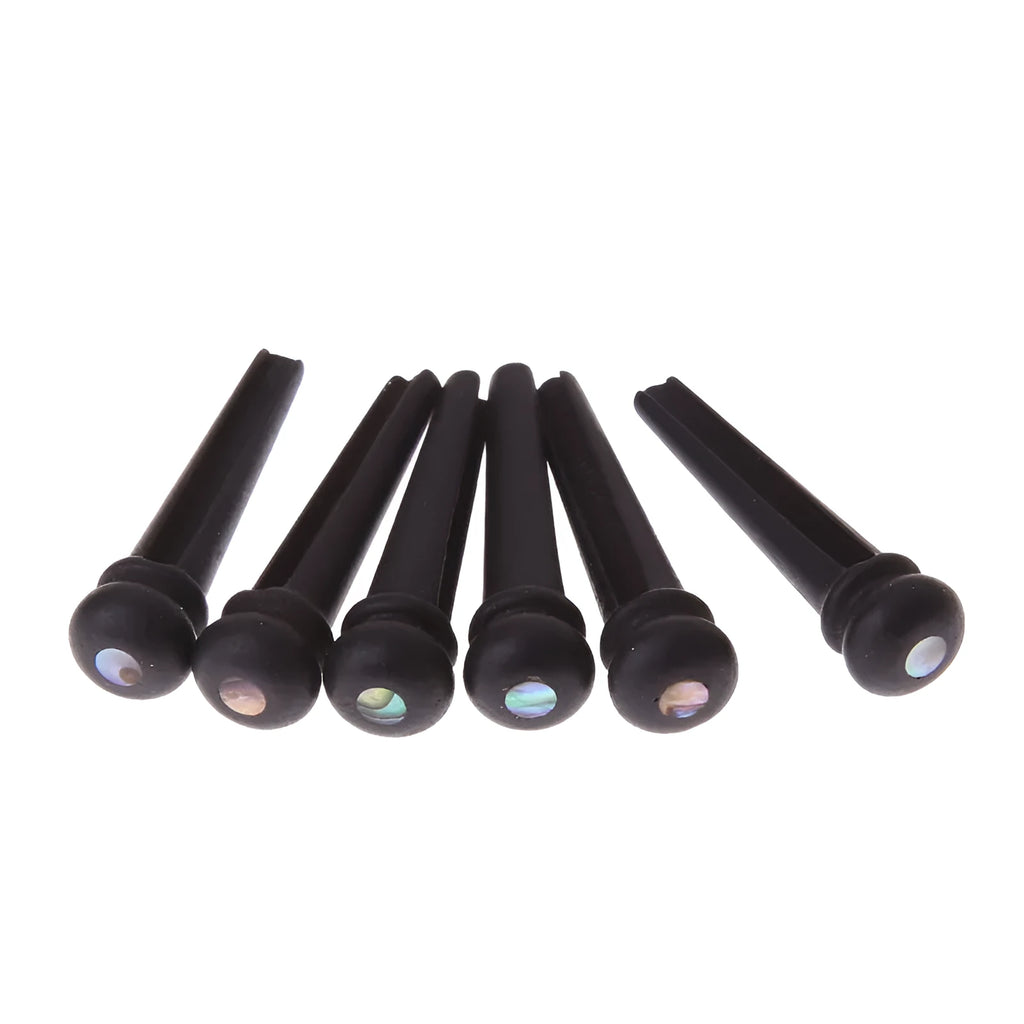 Six ebony folk guitar string nails with matt black finish for 40-42 inch acoustic guitars