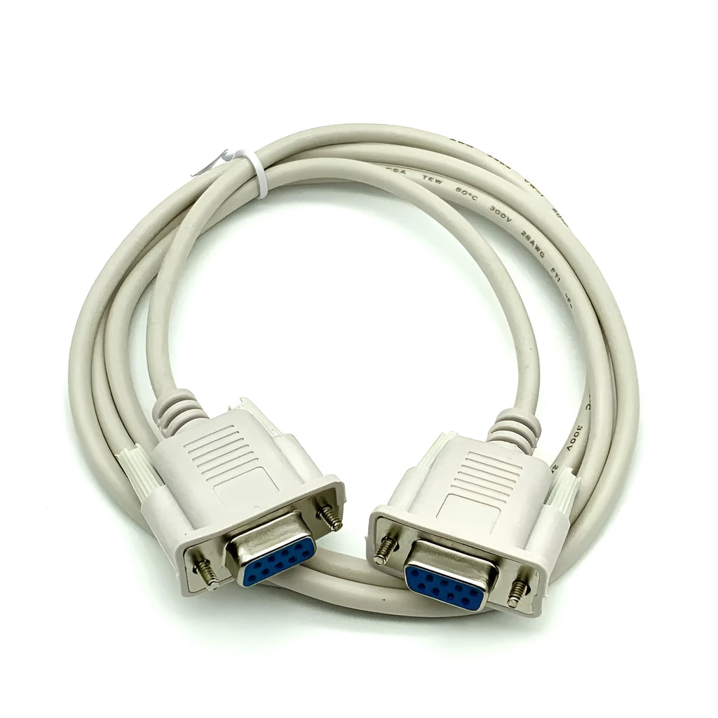 DB9 female to female RS232 cross serial cable 1.5 metres milky white