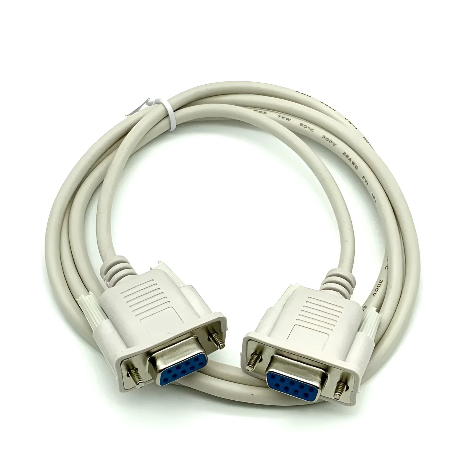 DB9 female to female RS232 cross serial cable 1.5 metres milky white