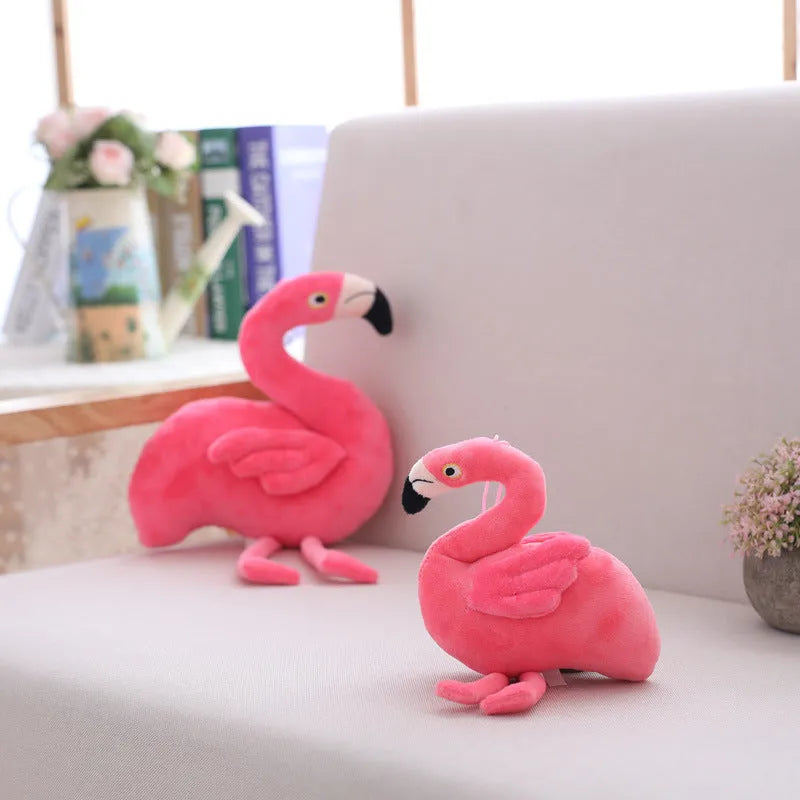 Pink flamingo plush toy made of short plush fabric with PP cotton filling, 24cm full length