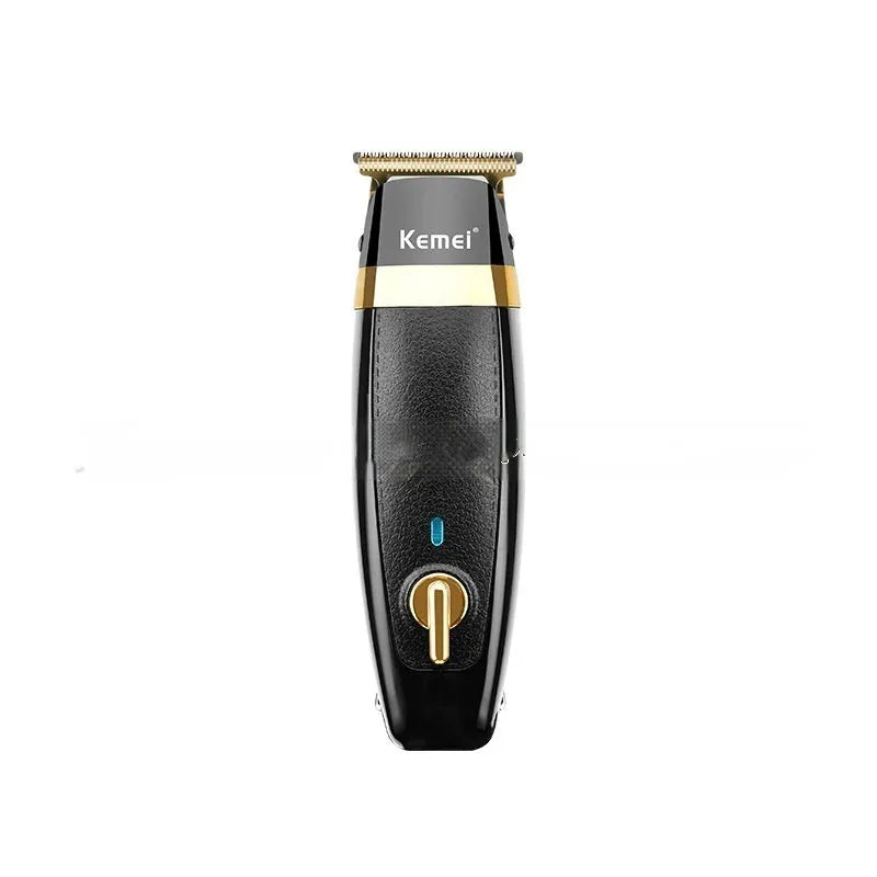 KM1834 rechargeable electric hair clipper with five limit combs on a white background
