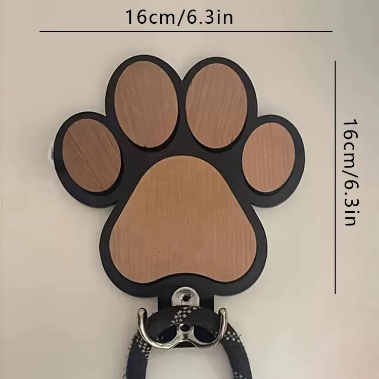 Wooden paw print coat hook in black colour with wall mounting hardware
