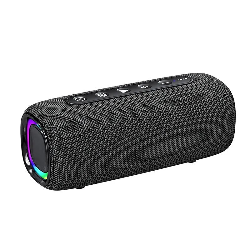 Outdoor portable wireless Bluetooth speaker in gray with cloth grille and button controls, 4000mAH battery