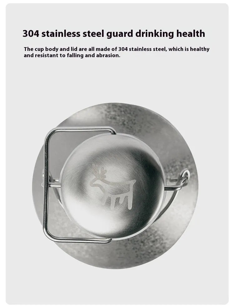 Large stainless steel outdoor thermal pot shown in single-layer and insulated double-layer versions.