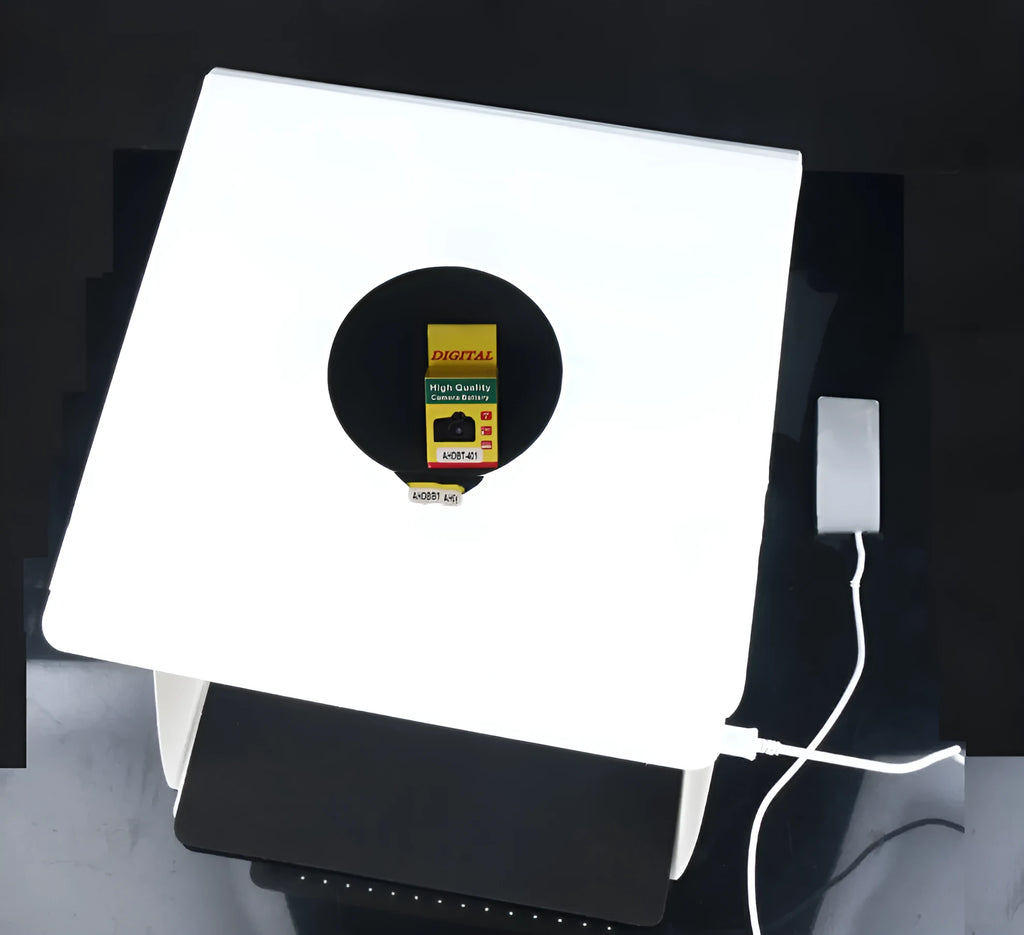 30cm studio LED light box for product photography with two EVA cloths, black and white backgrounds