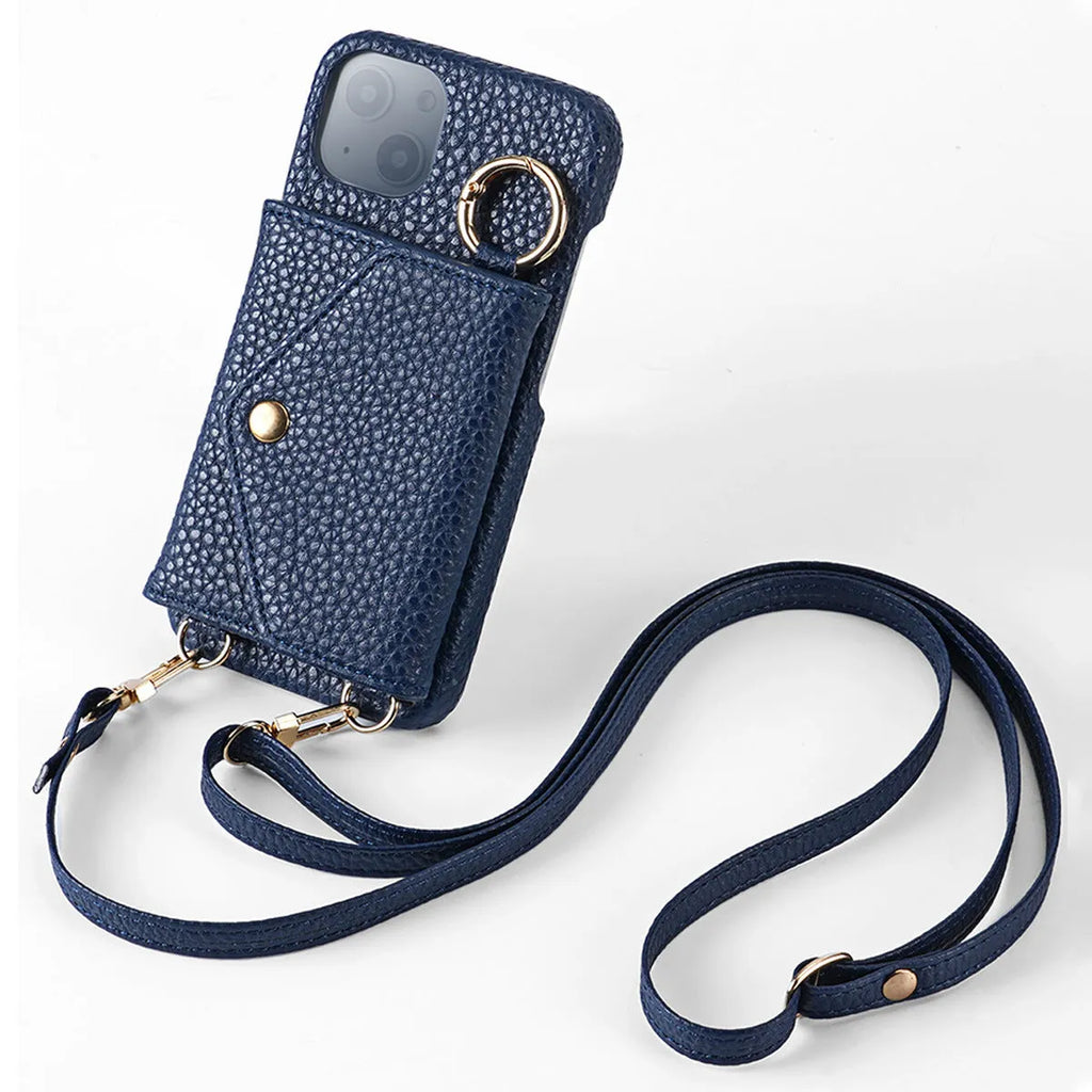 Anti-degaussing mobile phone case in black imitation leather wallet style for Apple iPhone
