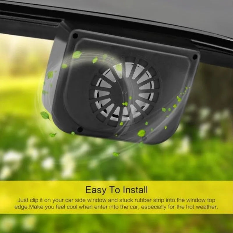 Solar powered car exhaust fan in ABS, approx. 14.5cm x 6cm x 11cm, for car windows except frameless windshield