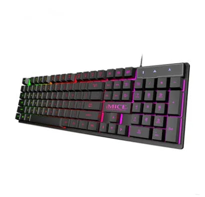Black USB wired backlit gaming keyboard with frosted keycaps and 1.3 metre cable