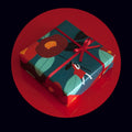 Green fixed tray gift box with camellia motif, waterproof wrapping paper, and black ribbon detail