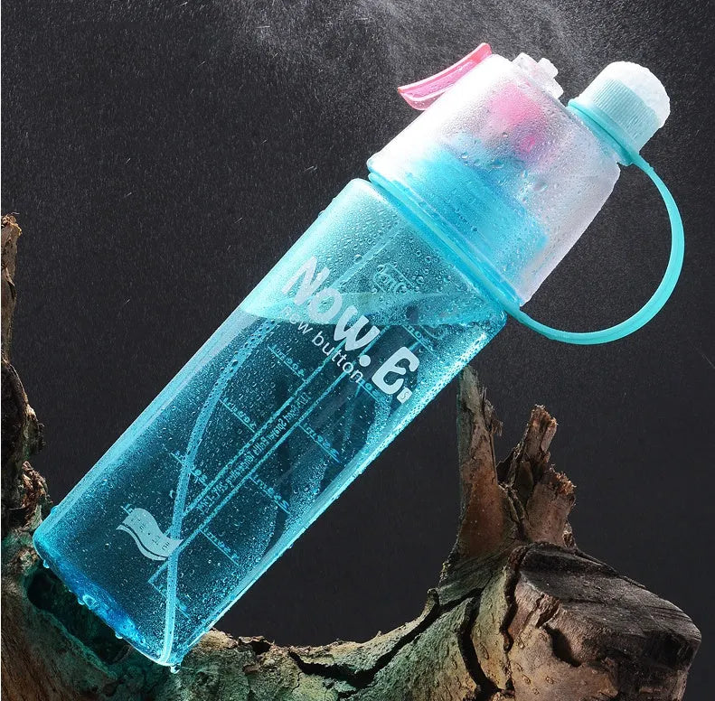 Portable green mist spray sports bottle with handle and leakproof cap