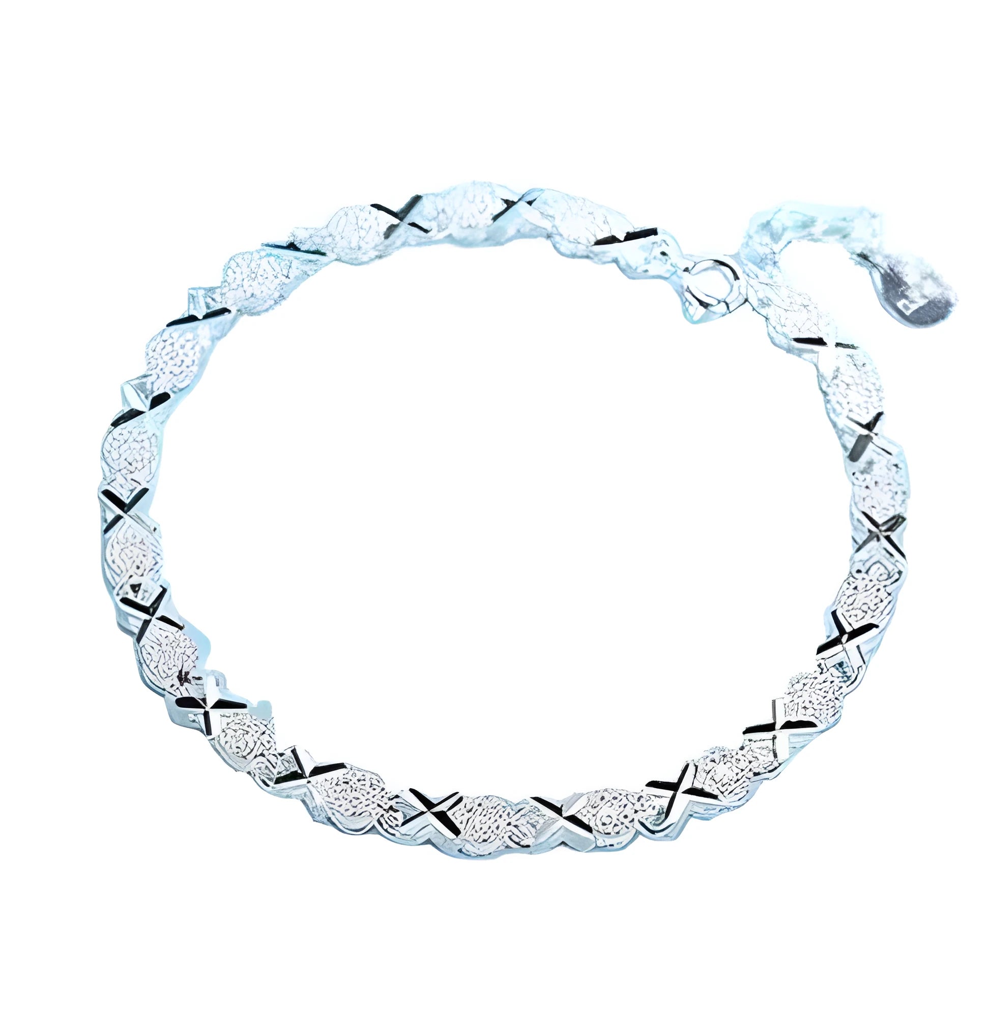 Sterling silver geometric zircon bracelet for women, silver colour, copper electroplated construction