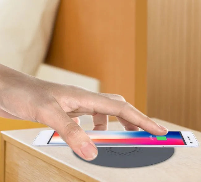 60mm round hidden wireless phone charger for embedding in desks and furniture with 10W charging