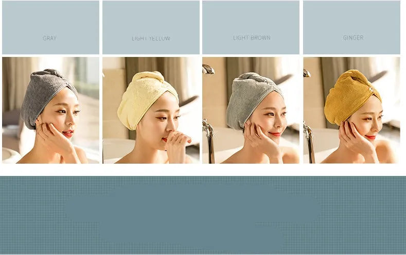 Microfiber hair drying cap for women in assorted colours measuring 60cm by 25cm