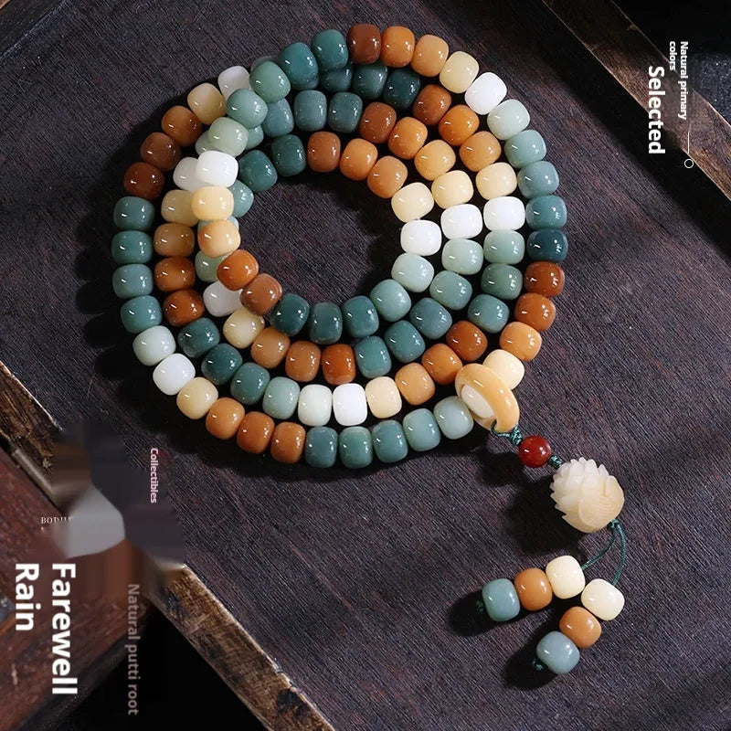 Bodhi seed double ring bracelet with Dunhuang cultural patterns in national style design
