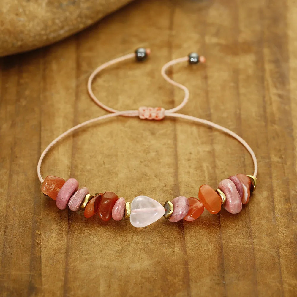 Handmade geometric stone beaded bracelet for women showing textured beads and contemporary design