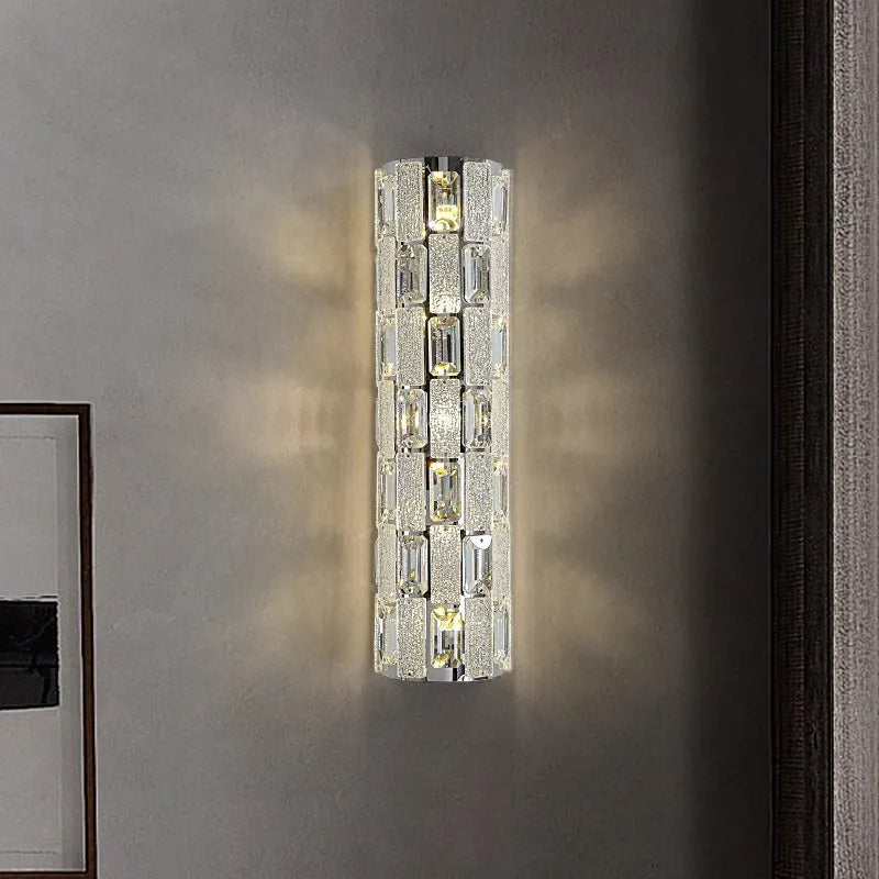 Modern light luxury crystal wall lamp chrome 40cm finish with stainless steel body and crystal shade