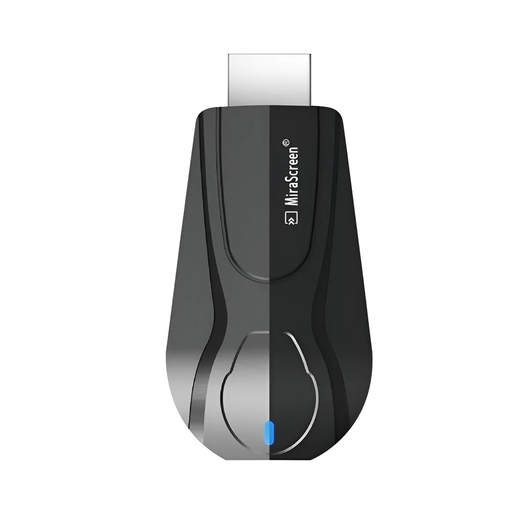 Black wireless screen player device for connecting smartphones to TVs via HDMI