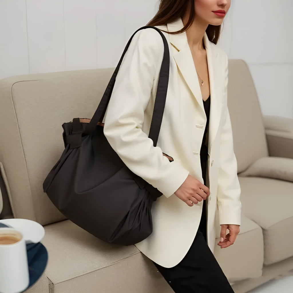 Women's black Oxford cloth crossbody shoulder bag with large capacity storage