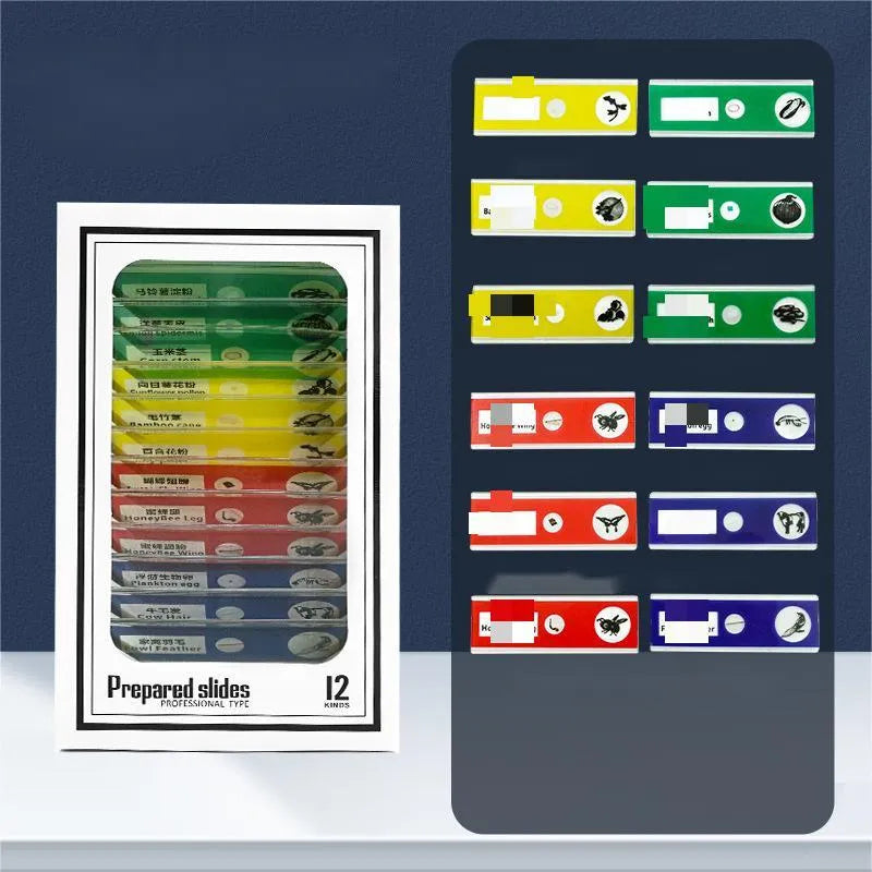 White and green portable plastic microscope kit with specimen slides for outdoor education.