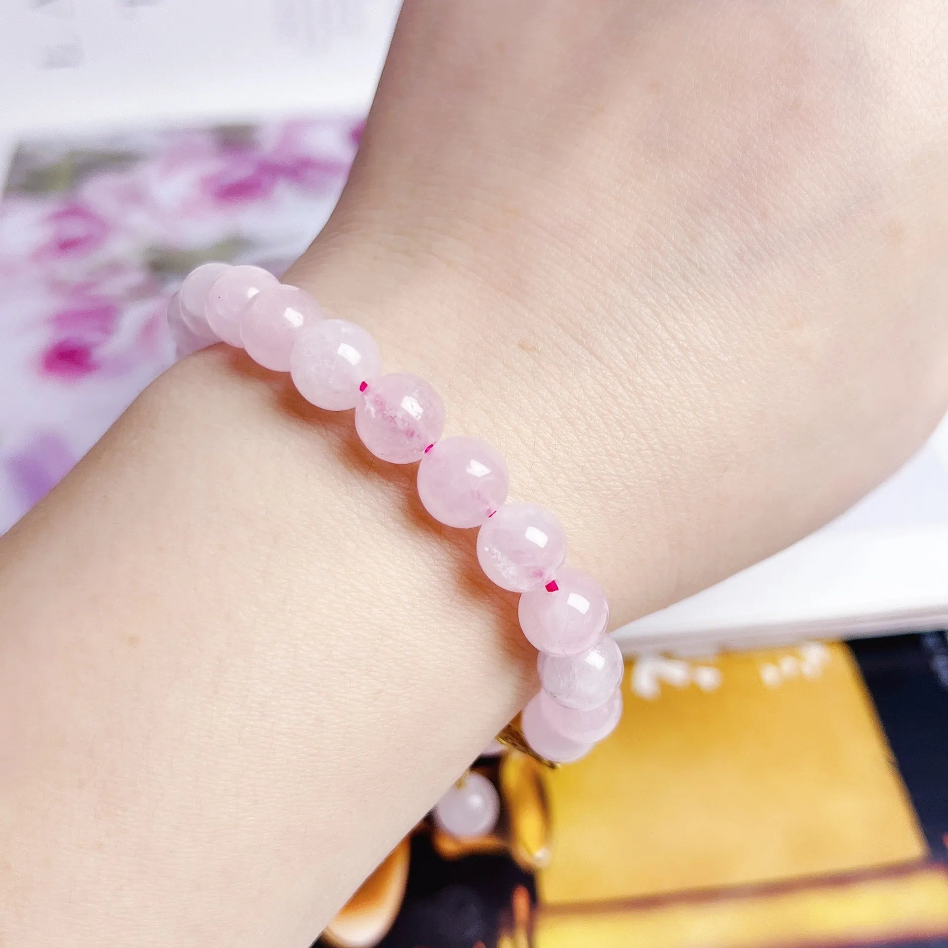 NAFU handmade crystal peach blossom bracelet in pink for women