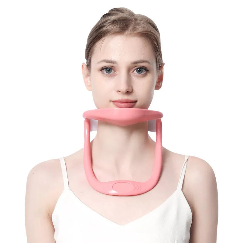 White adjustable neck brace for cervical spine support and posture correction.