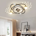 Nordic ceiling fan light with LED, remote control, stepless dimming, black finish, 53cm for bedroom