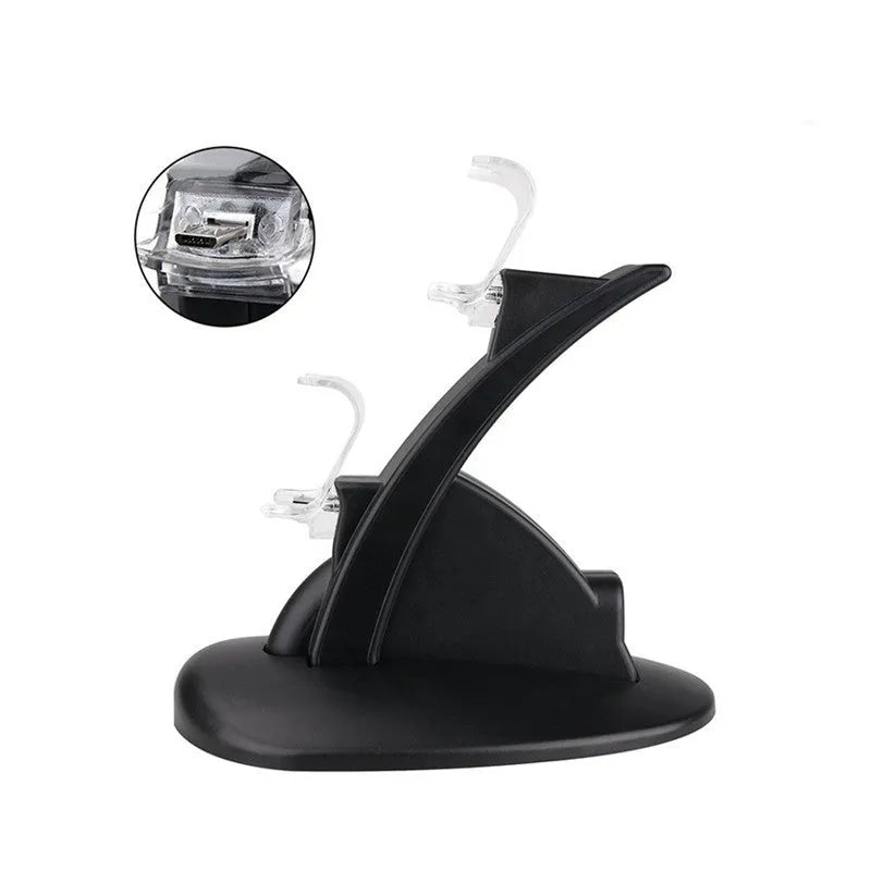Black Xbox One dual controller charging station showing two gamepads docked.