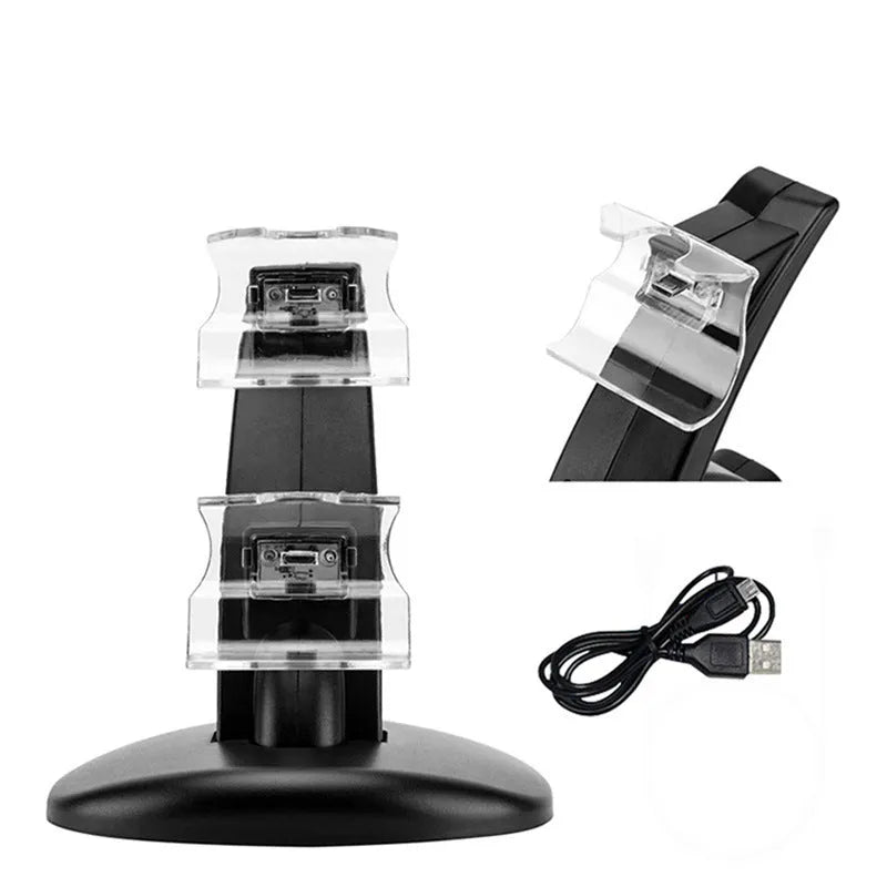Black Xbox One dual controller charging station showing two gamepads docked.