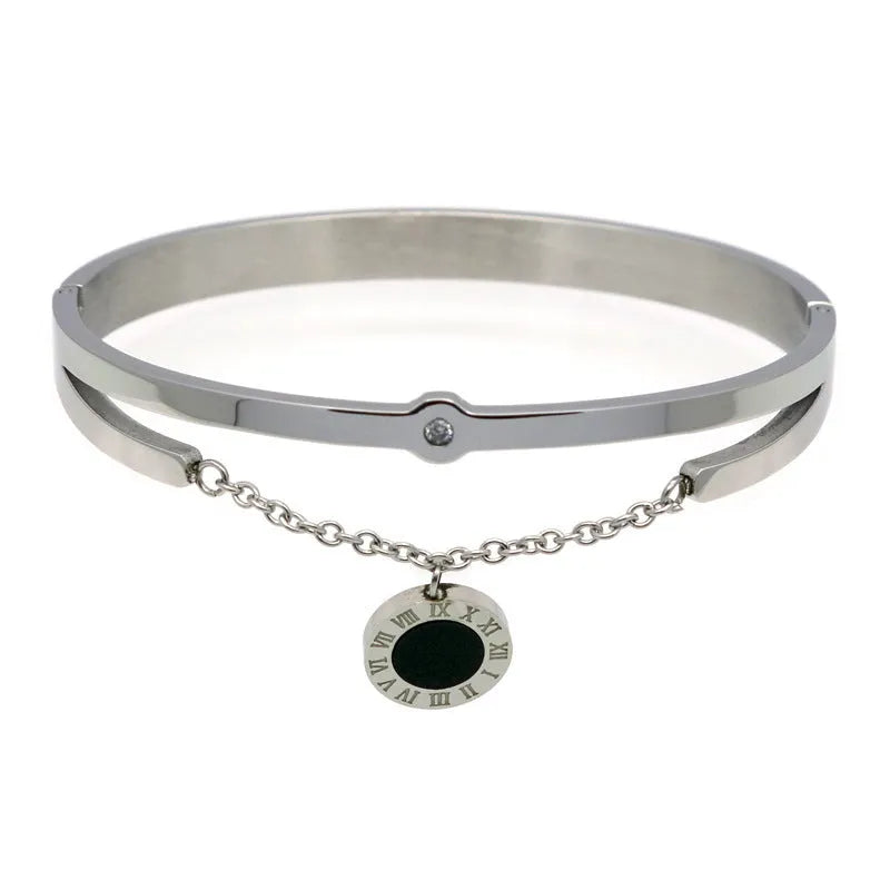 Metal numbers Rome fringed bracelet for women, zinc alloy, size 17cm perimeter