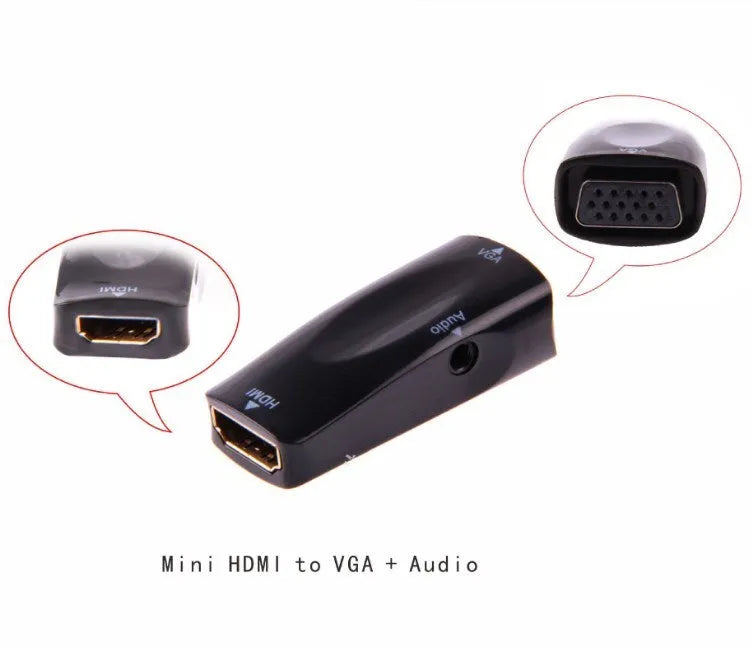 Black and white HDMI to VGA adapter converter for connecting laptops to monitors