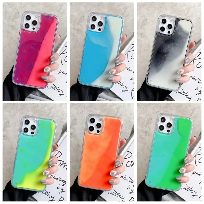 Candy Luminous Quicksand mobile phone case back cover in solid colour with TPU+PC construction