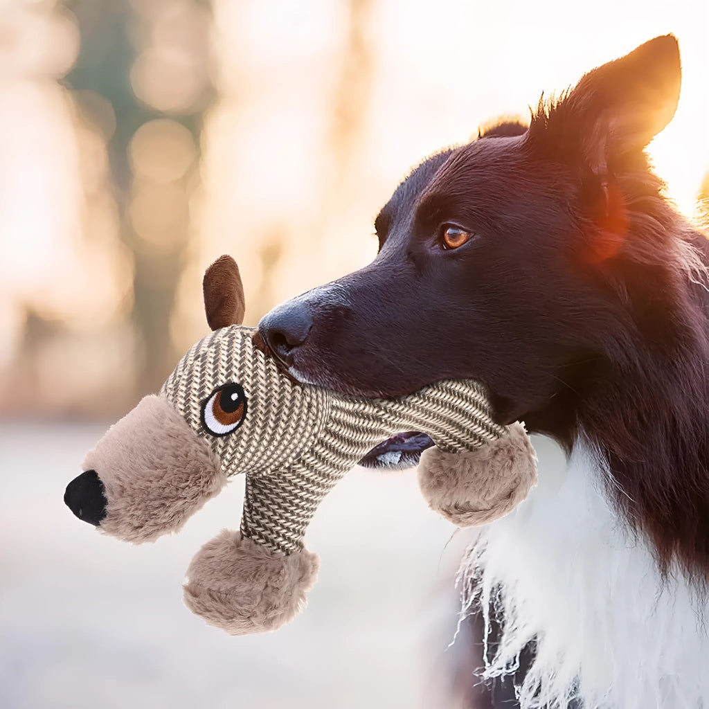 Monkey and puppy design plush dog toys with squeakers for large dogs