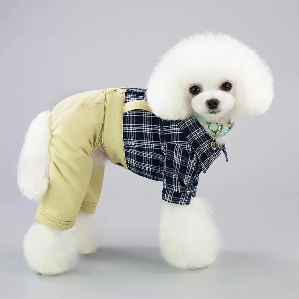 Cotton dog clothes for spring and summer in yellow or khaki, sizes S to XXL