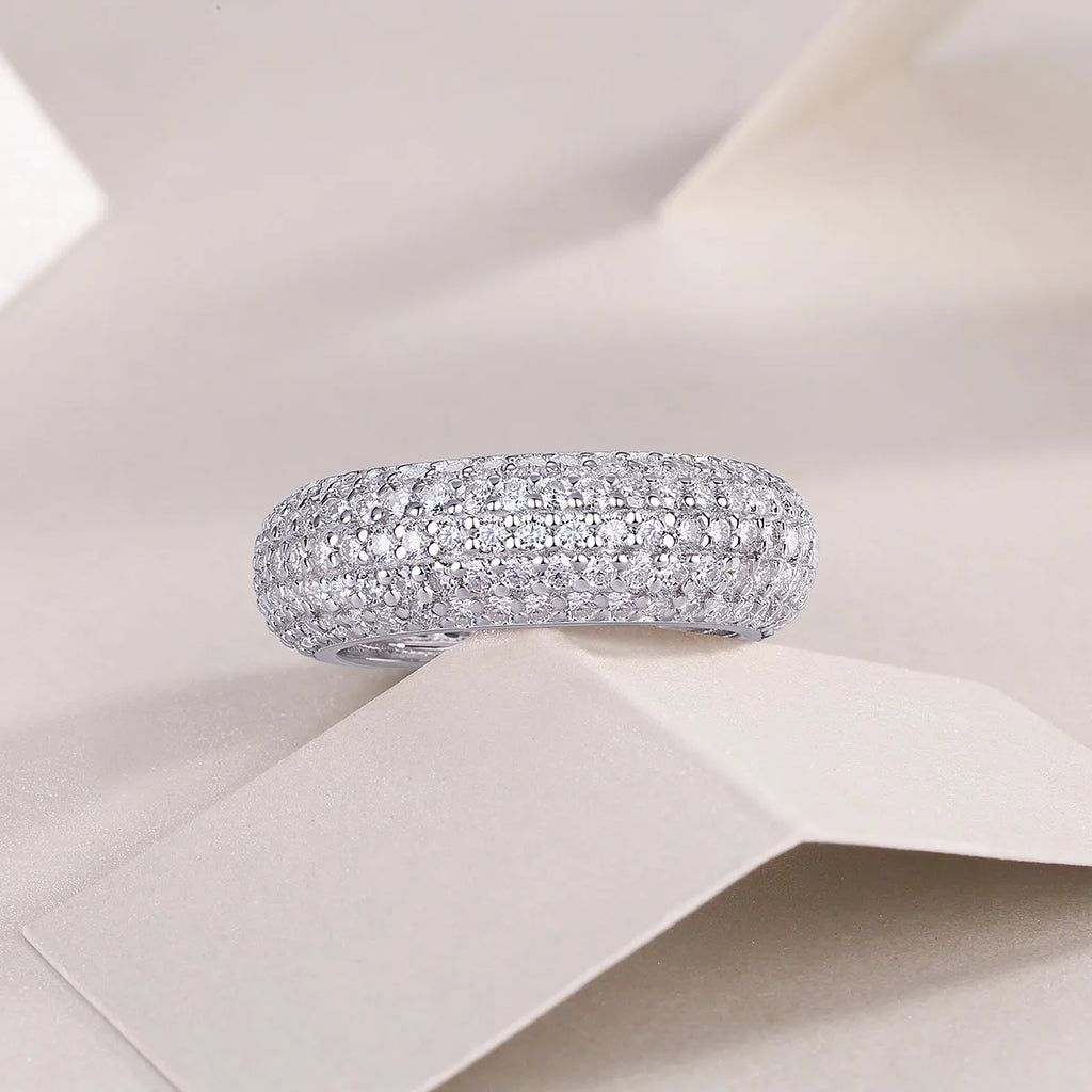 Moissanite ring with S925 silver platinum-plated band, GRA certificate, gift box, sizes 5-9