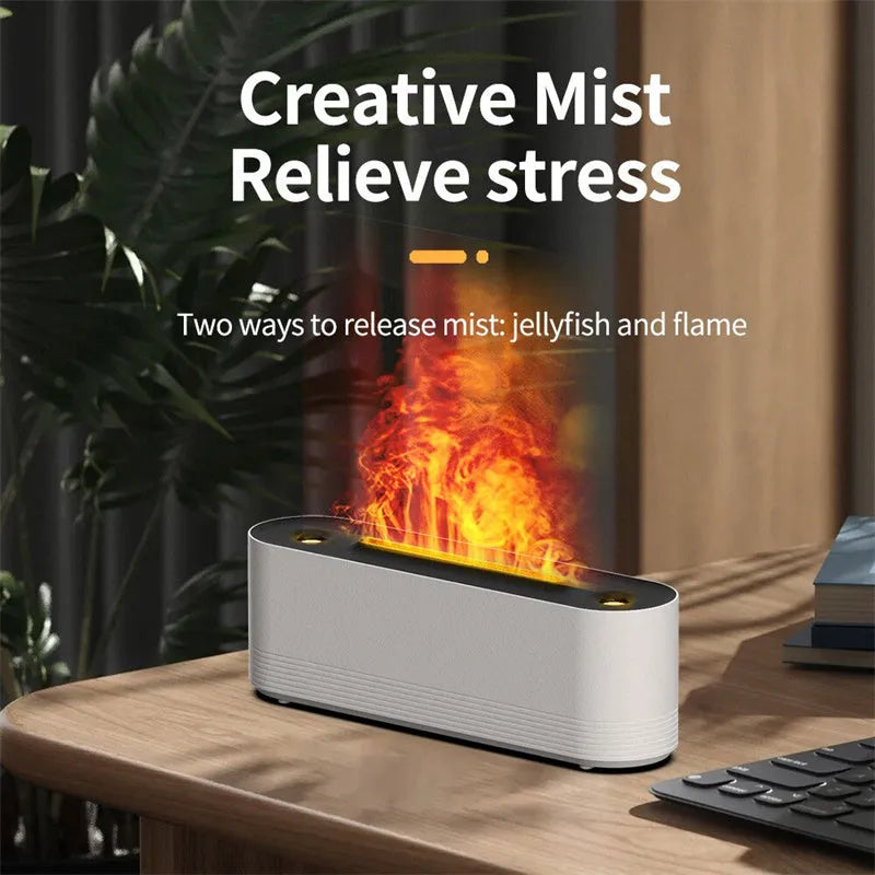 Black Flame Air ultrasonic humidifier with seven-colour LED lights and water vapour mist