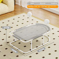 Grey metal frame cat kennel with a soft breathable fabric bed elevated off the floor.