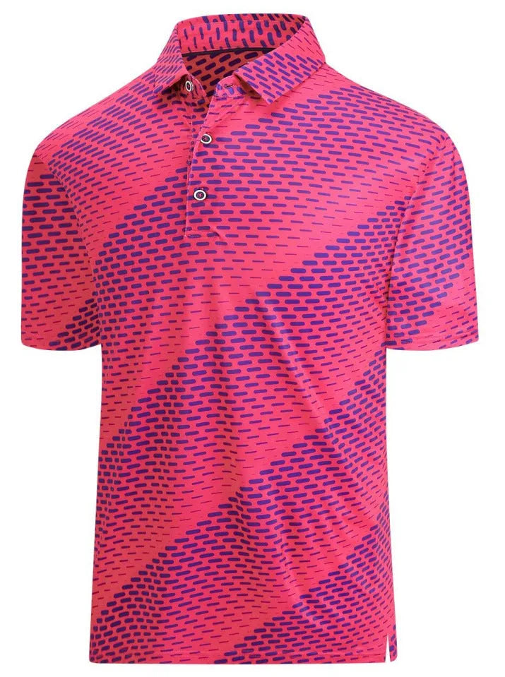Man wearing a 3D printed short sleeve t-shirt with zipper decorations in a Japanese retro style.