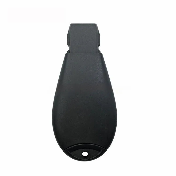 Empty black Dodge Chrysler smart key card replacement shell with ABS plastic, brass components, and textured nylon finish.