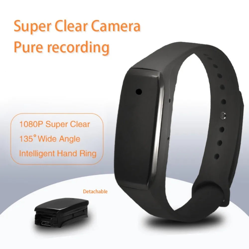 EDAL K18 black smart wristband wearable camera shown on a wrist, with HD 1080P recording.