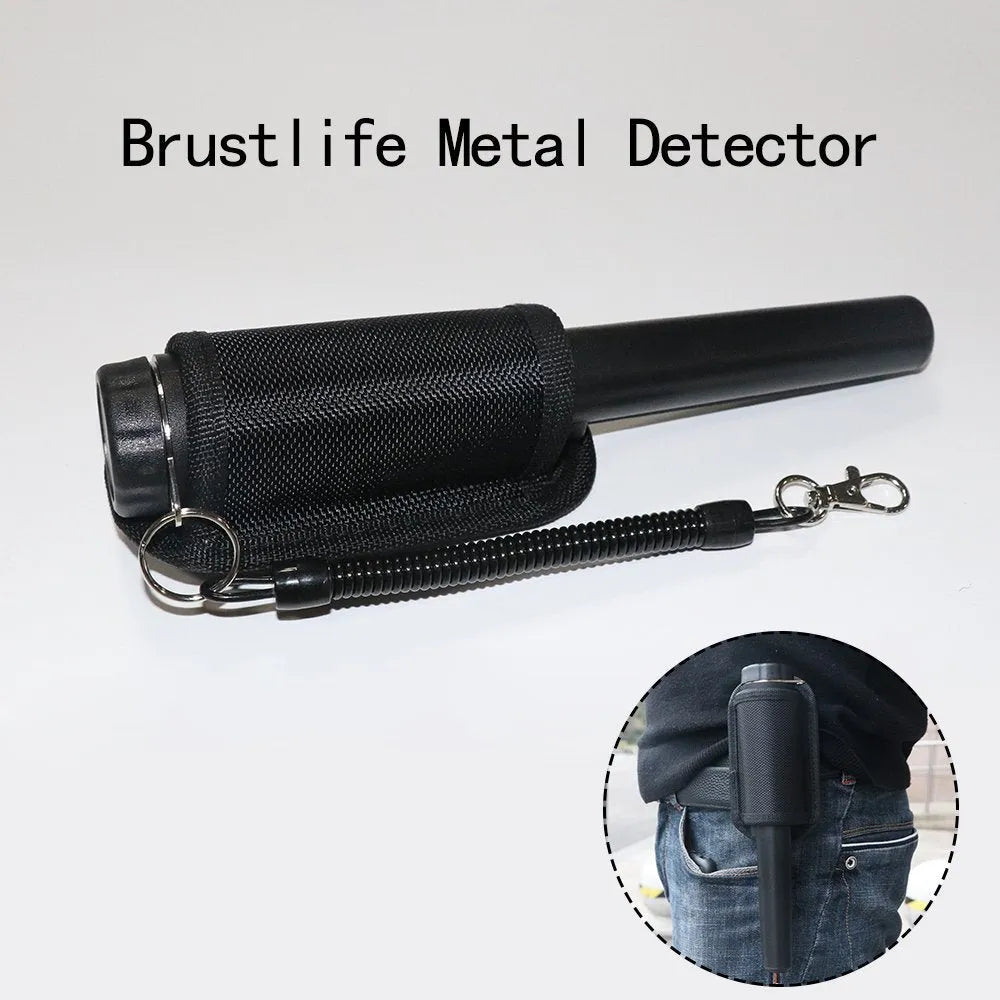 Portable Pro Pointer pinpointer metal detector in black with woven belt holster for gold and treasure hunting