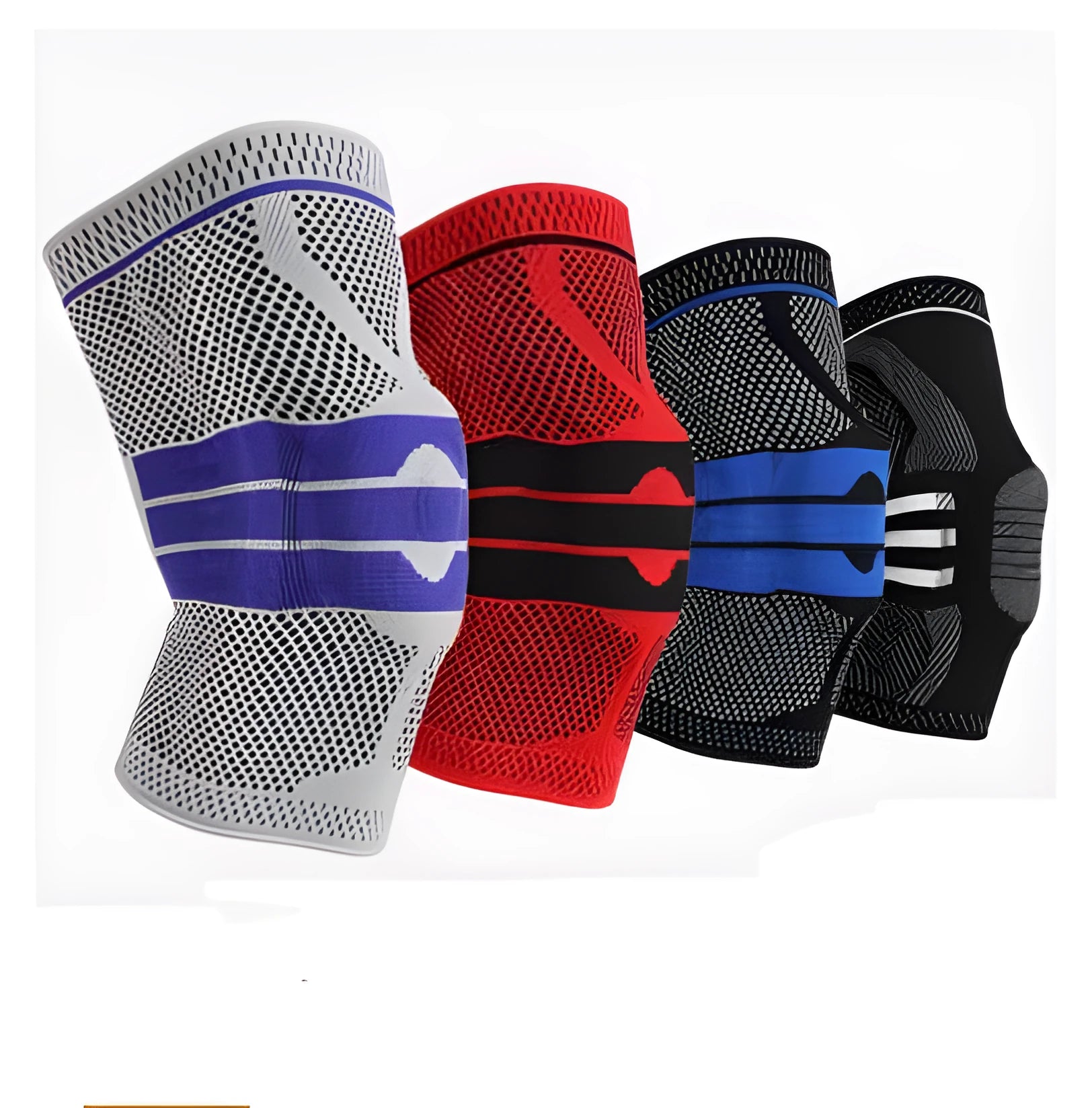 Sports running fitness protection knee pad brace strap in black nylon with size options S to XL